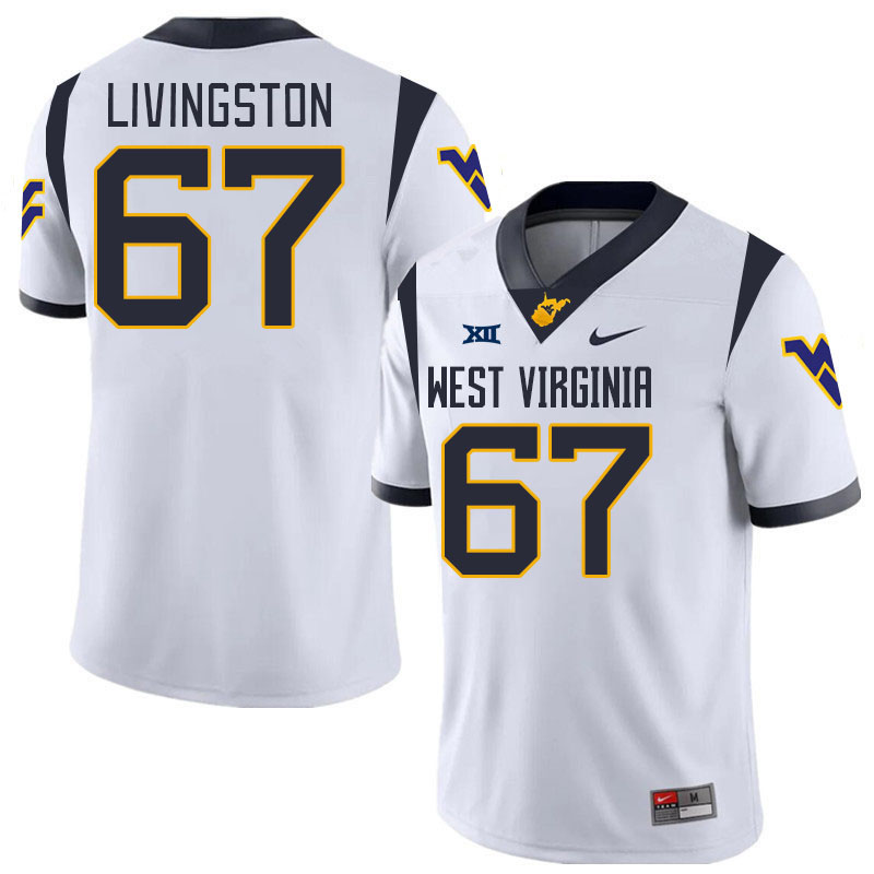 Men #67 Landen Livingston West Virginia Mountaineers College 2024 New Uniforms Football Jerseys Stit